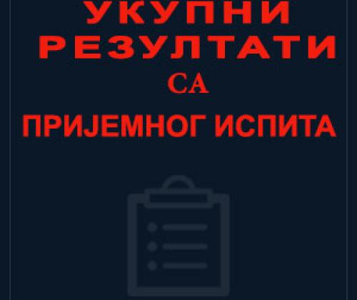 УКУПНИ резултати са пријемног испита