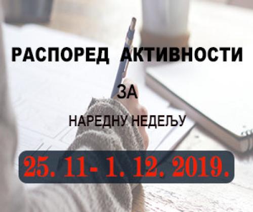Raspored obuka Pravosudne akademije za period 25.11 - 01.12.2019. godine