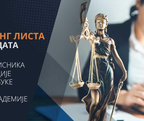 rang lista kandidata za prijem XII generacije